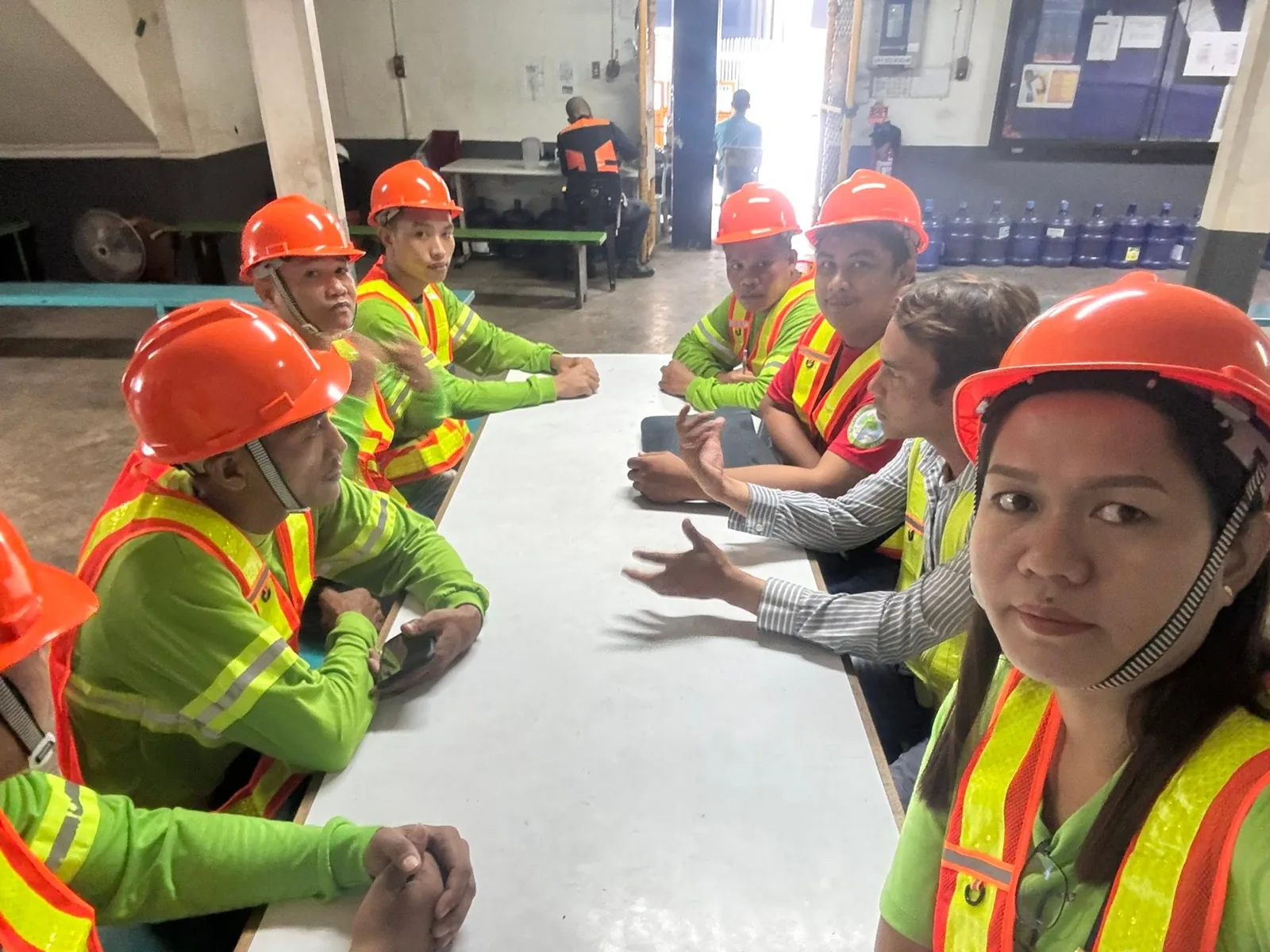 Sanitation workers in protective equipment